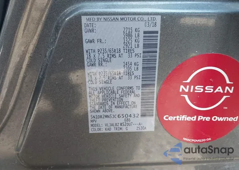 2018 Nissan Pathfinder S from USA, damaged, VIN 5N1DR2MN5JC650432